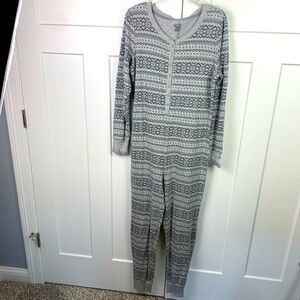 Aerie XL Snap Henley Long Johns Cozy Winter Faire Isle XL Pajama American Eagle